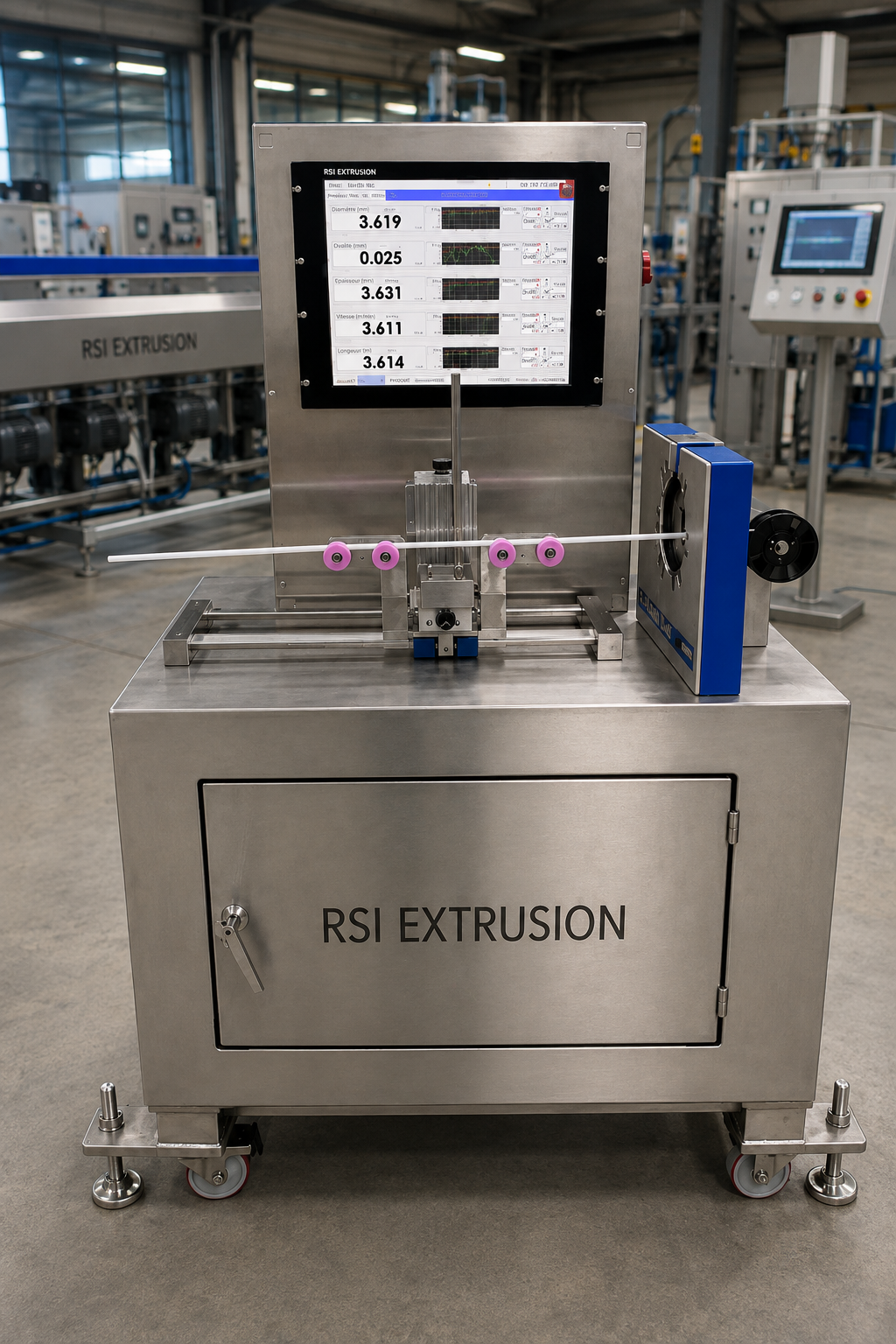 Système de contrôle dimensionnel en ligne pour le suivi d’un produit extrudé