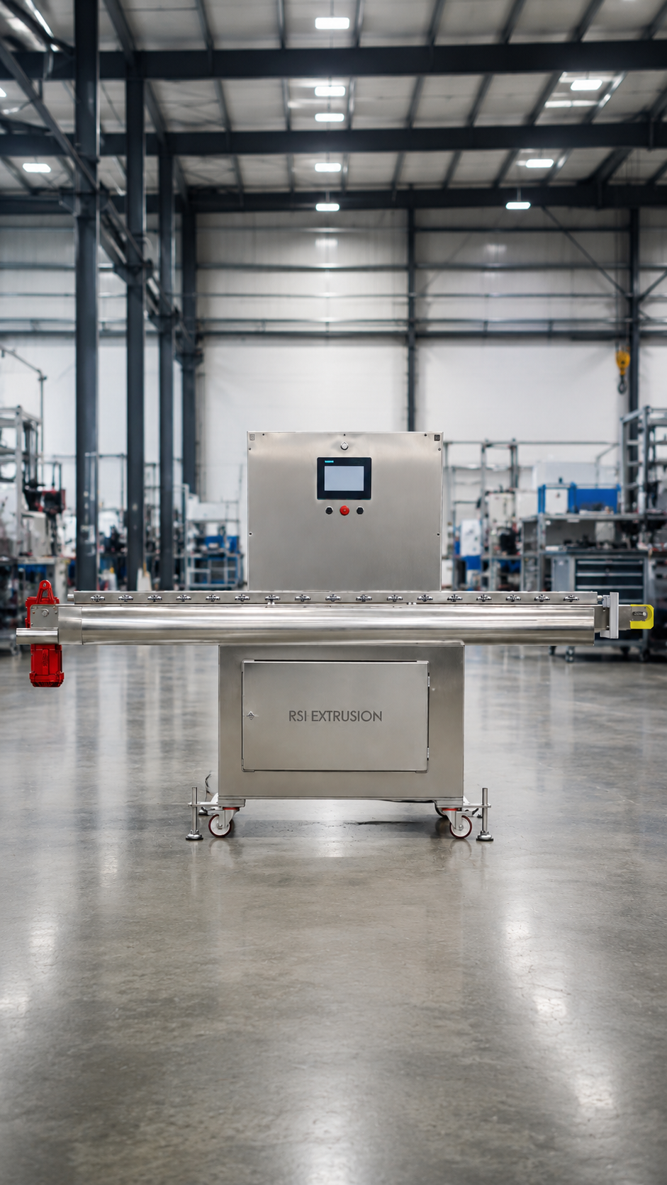 Équipement de réception intégré en sortie de ligne d’extrusion pour accompagner le produit extrudé
